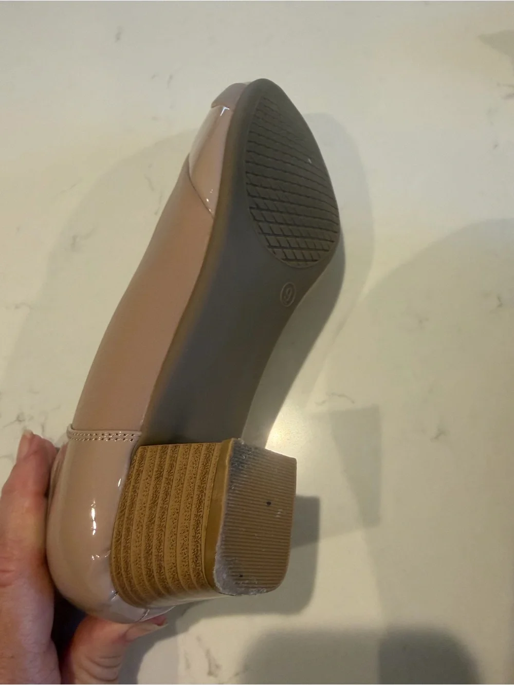Women's Low Block Heel Pump in Blush Nude